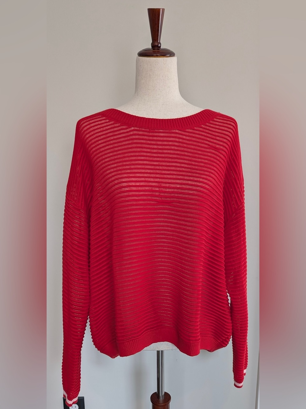 Anthropologie Women’s Daily Practice Ribbed Knit Pullover Open Back Sz Small NWT